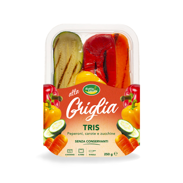 Riverfrut linea Cottintavola, Tris grigliato V gamma: peperoni, carote e zucchine.