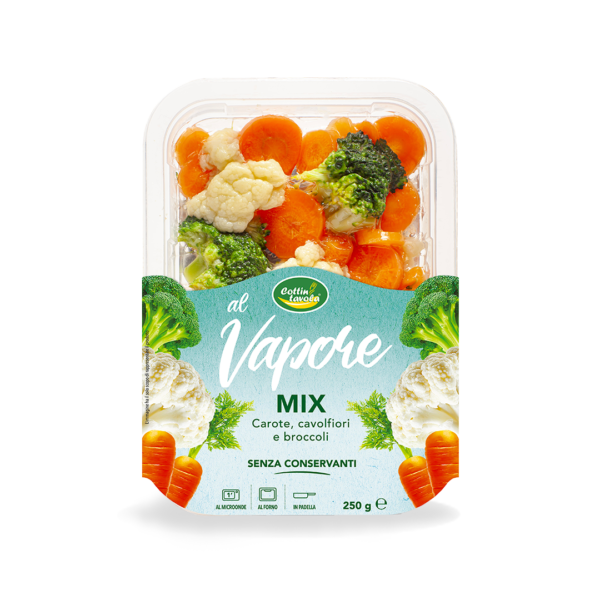 Riverfrut linea Cottintavola, Mix al vapore: carote, cavolfiori e broccoli V gamma