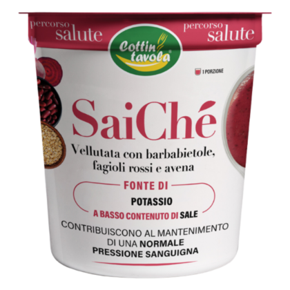 Vellutata con barbabietole, fagioli rossi e avena