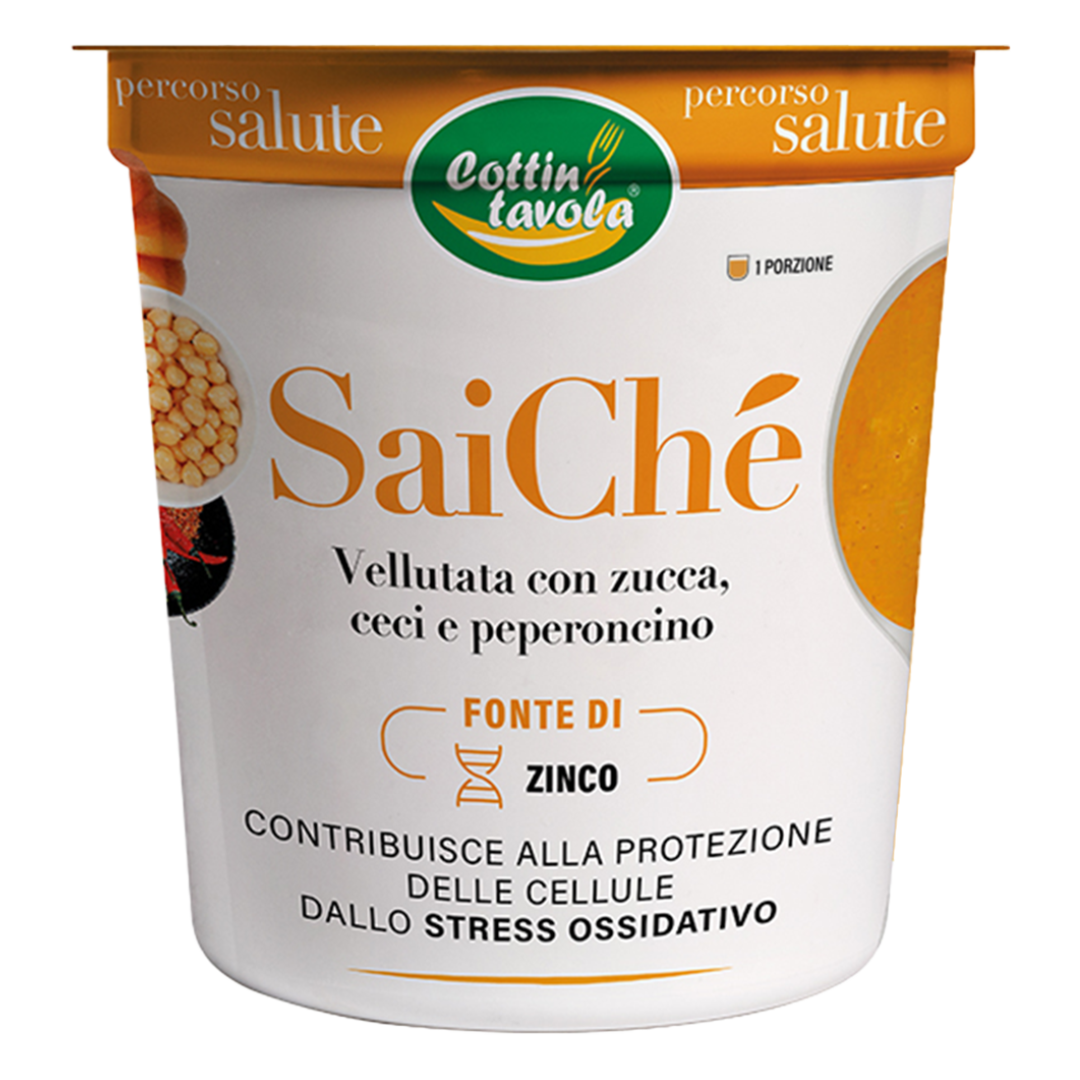 Vellutata con zucca, ceci e peperoncino