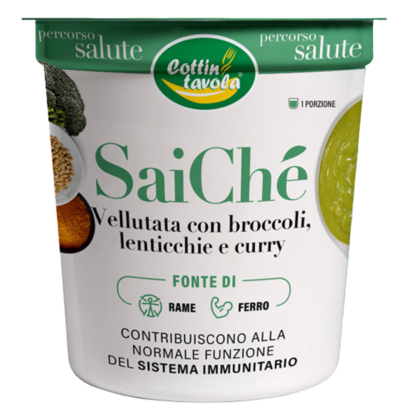 Vellutata con broccoli, lenticchie e curry