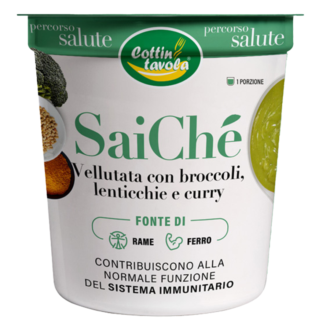 Vellutata con broccoli, lenticchie e curry