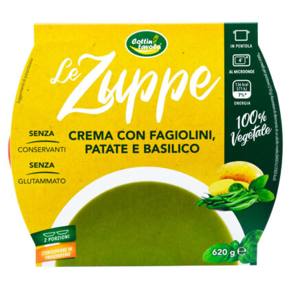 Crema con fagiolini, patate e basilico