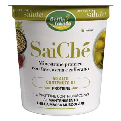 Minestrone proteico con fave, avena e zafferano